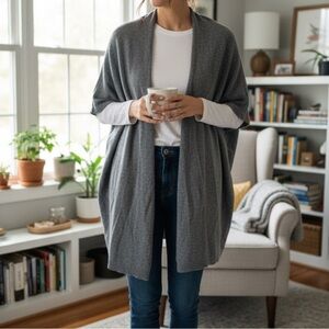 InCashmere Open-Front Cardigan ShortSleeve Dolman Sweater. Size S/M